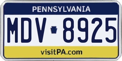 PA license plate MDV8925