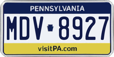 PA license plate MDV8927