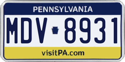 PA license plate MDV8931