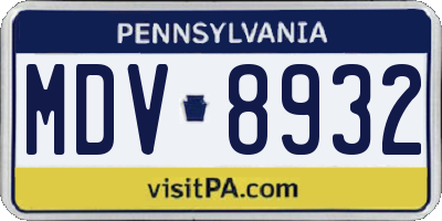 PA license plate MDV8932