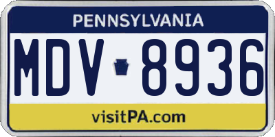 PA license plate MDV8936