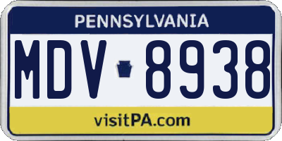 PA license plate MDV8938