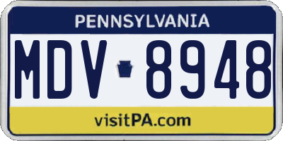 PA license plate MDV8948