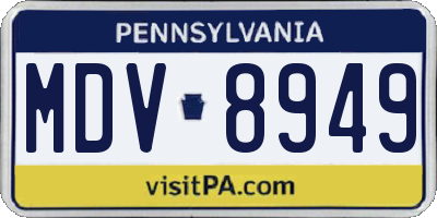 PA license plate MDV8949