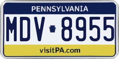 PA license plate MDV8955