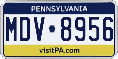 PA license plate MDV8956