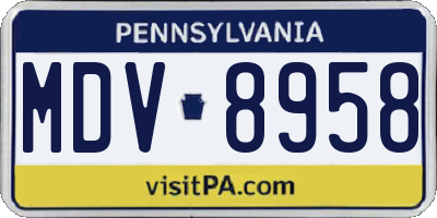 PA license plate MDV8958