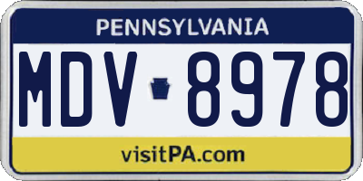 PA license plate MDV8978