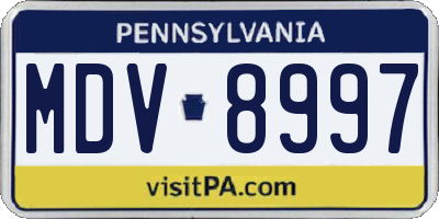 PA license plate MDV8997