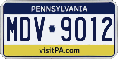 PA license plate MDV9012