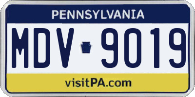 PA license plate MDV9019