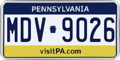 PA license plate MDV9026