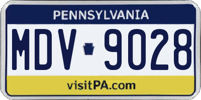 PA license plate MDV9028