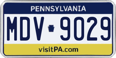 PA license plate MDV9029