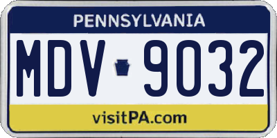 PA license plate MDV9032
