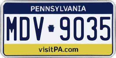 PA license plate MDV9035