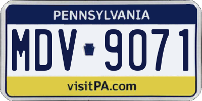 PA license plate MDV9071