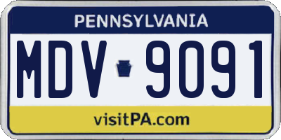 PA license plate MDV9091