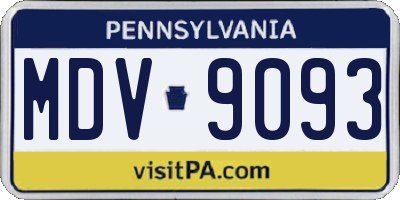 PA license plate MDV9093