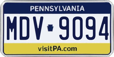 PA license plate MDV9094