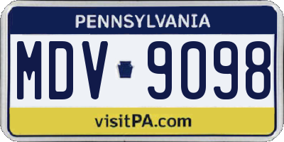 PA license plate MDV9098