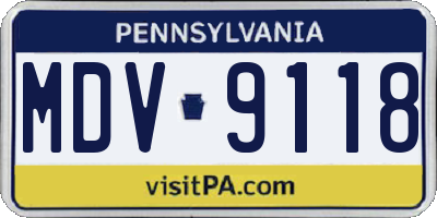 PA license plate MDV9118