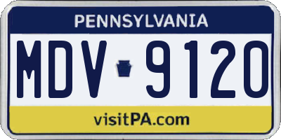 PA license plate MDV9120