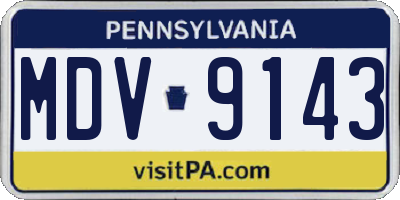 PA license plate MDV9143