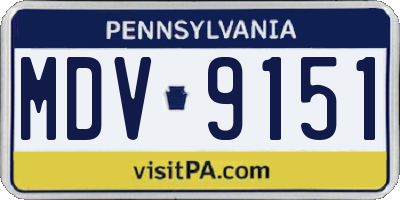 PA license plate MDV9151