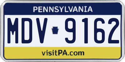 PA license plate MDV9162