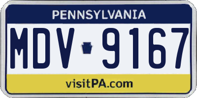 PA license plate MDV9167