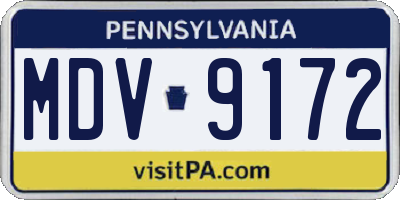 PA license plate MDV9172