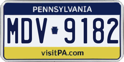 PA license plate MDV9182