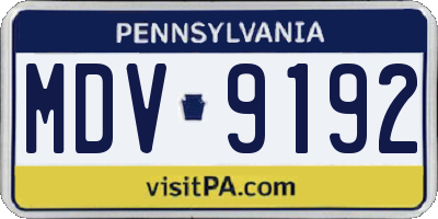 PA license plate MDV9192