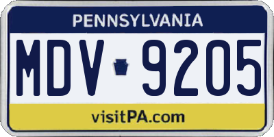 PA license plate MDV9205