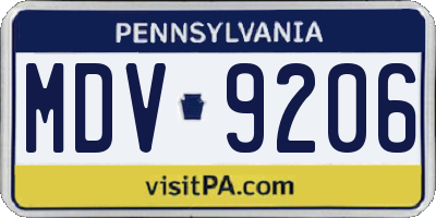 PA license plate MDV9206
