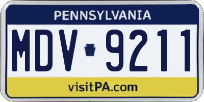 PA license plate MDV9211