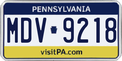 PA license plate MDV9218