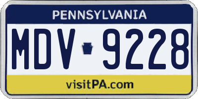 PA license plate MDV9228