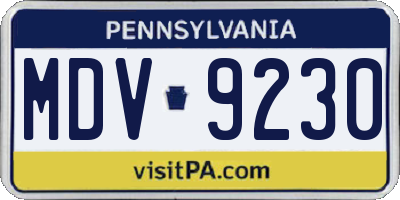 PA license plate MDV9230