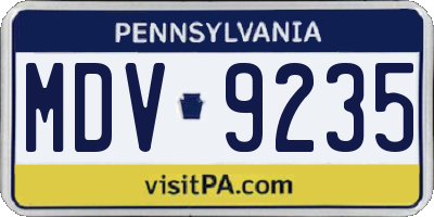 PA license plate MDV9235