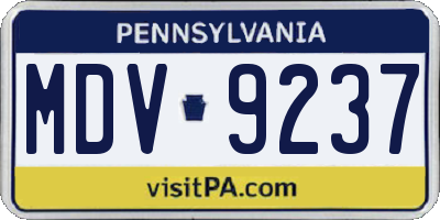 PA license plate MDV9237