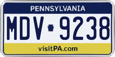 PA license plate MDV9238