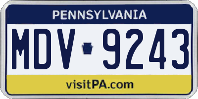 PA license plate MDV9243