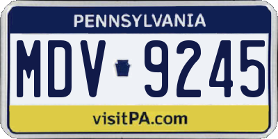PA license plate MDV9245
