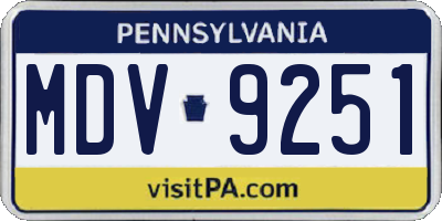 PA license plate MDV9251