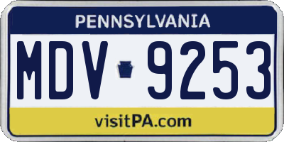 PA license plate MDV9253