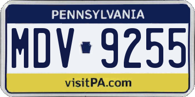 PA license plate MDV9255