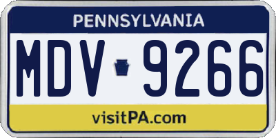 PA license plate MDV9266