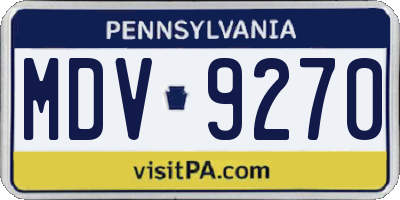 PA license plate MDV9270